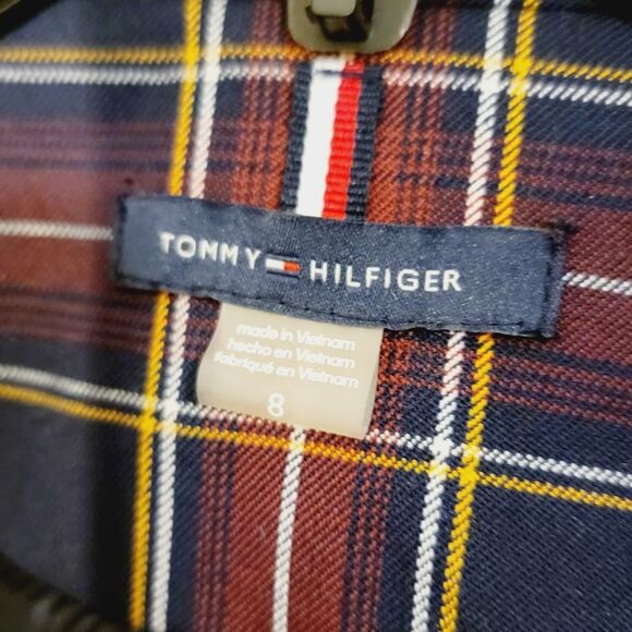Tommy Hilfiger Navy Red Royal Stewart Plaid Professor Patch Elbow Blazer Size 8 - Picture 4 of 13